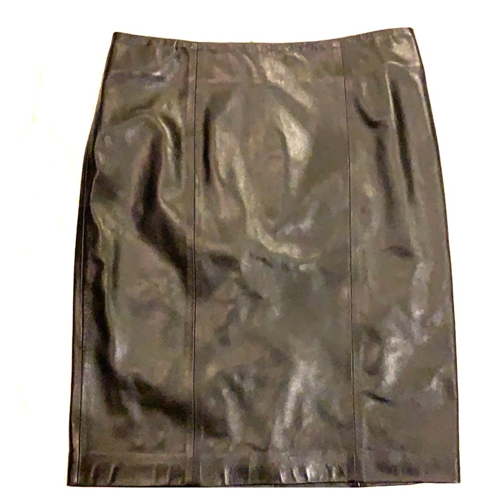 Black Leather Panel Pencil Skirt 8